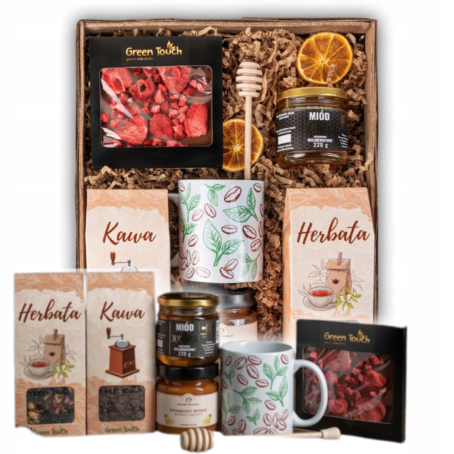 Kosz Prezentowy Zestaw Herbata Kawa Na Wielkanoc Upominek Na Zająca