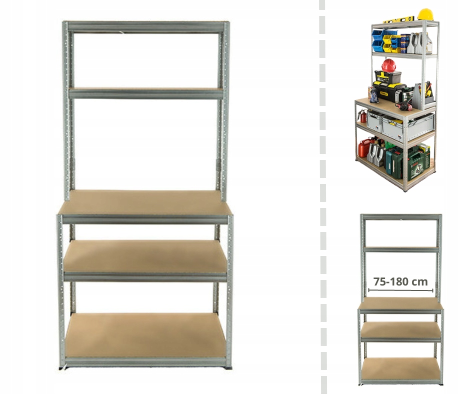 Kovový pracovný stôl, pracovný regál, pracovný stôl, garáž 196x110x60