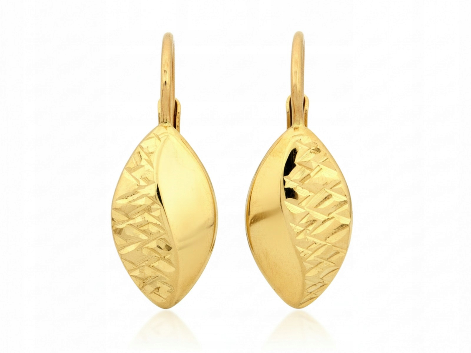 Náušnice s anglickým zapínáním, elegantní design 14 kt