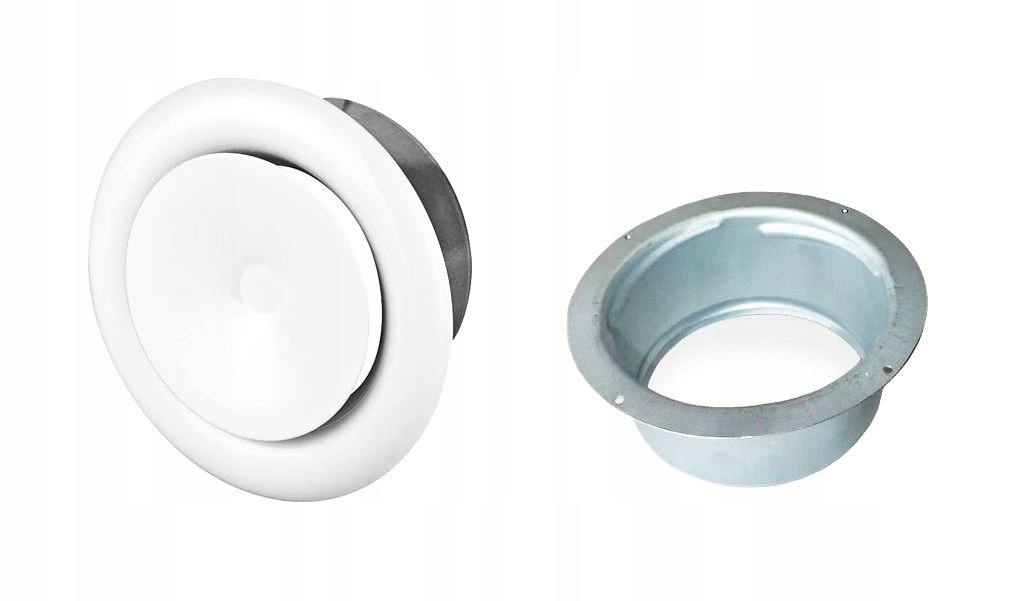 Anemostat BIAŁY metalowy nawiewny SV 125mm Z RAMKĄ MONTAŻOWĄ EAN (GTIN) 5903886643536