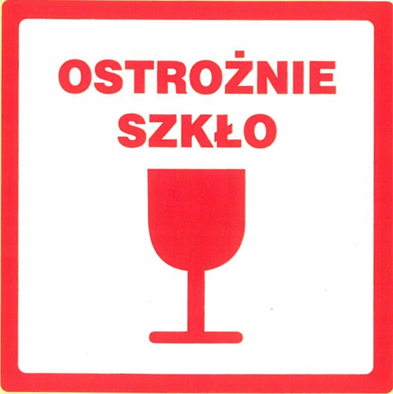 

Etykieta naklejka nadruk Ostrożnie Szkło 100szt