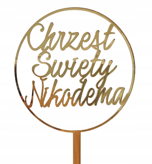 

Topper z imieniem Chrzest Święty Imię złote lustro