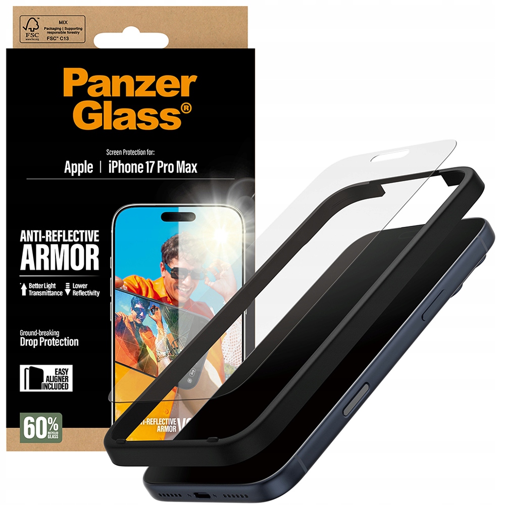 Tvrzené sklo PanzerGlass pro iPhone 17 Pro Max, odolné, ochranné, 9H