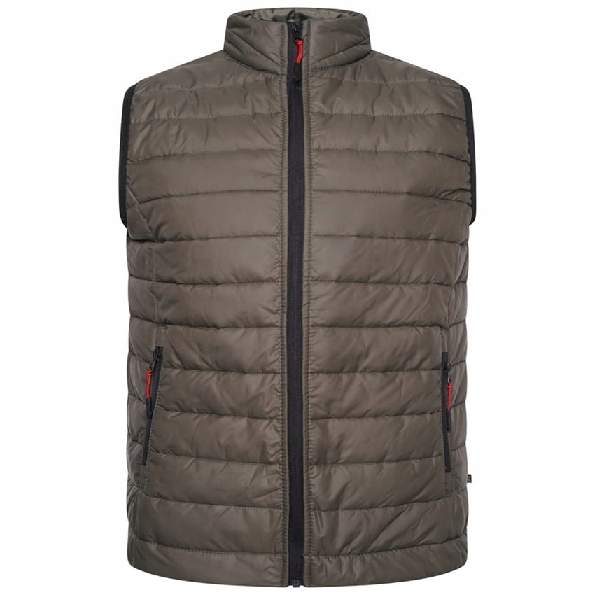 Velký pánský prošívaný svetr bez rukávů Khaki Kam