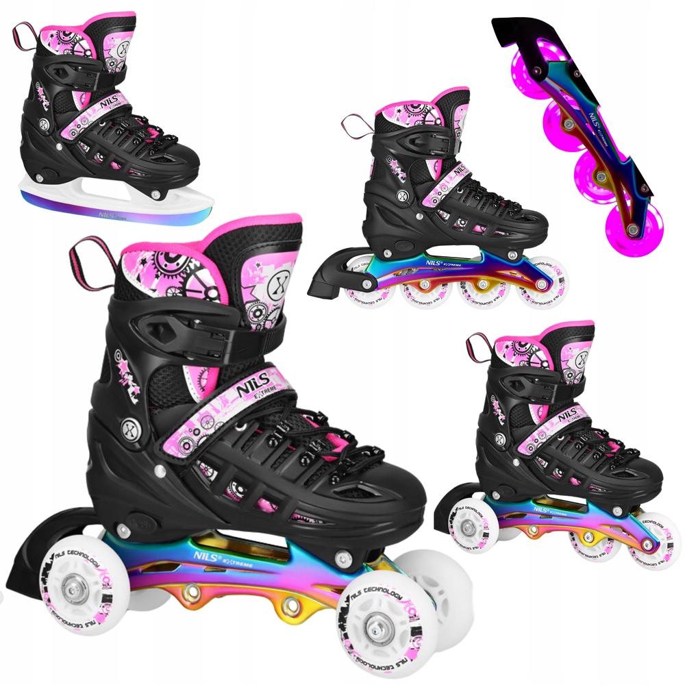 Wrotki 4w1 Łyżworolki Rolki Z Regulacją Rekreacyjne Łyżwy Dziecięce 39-42