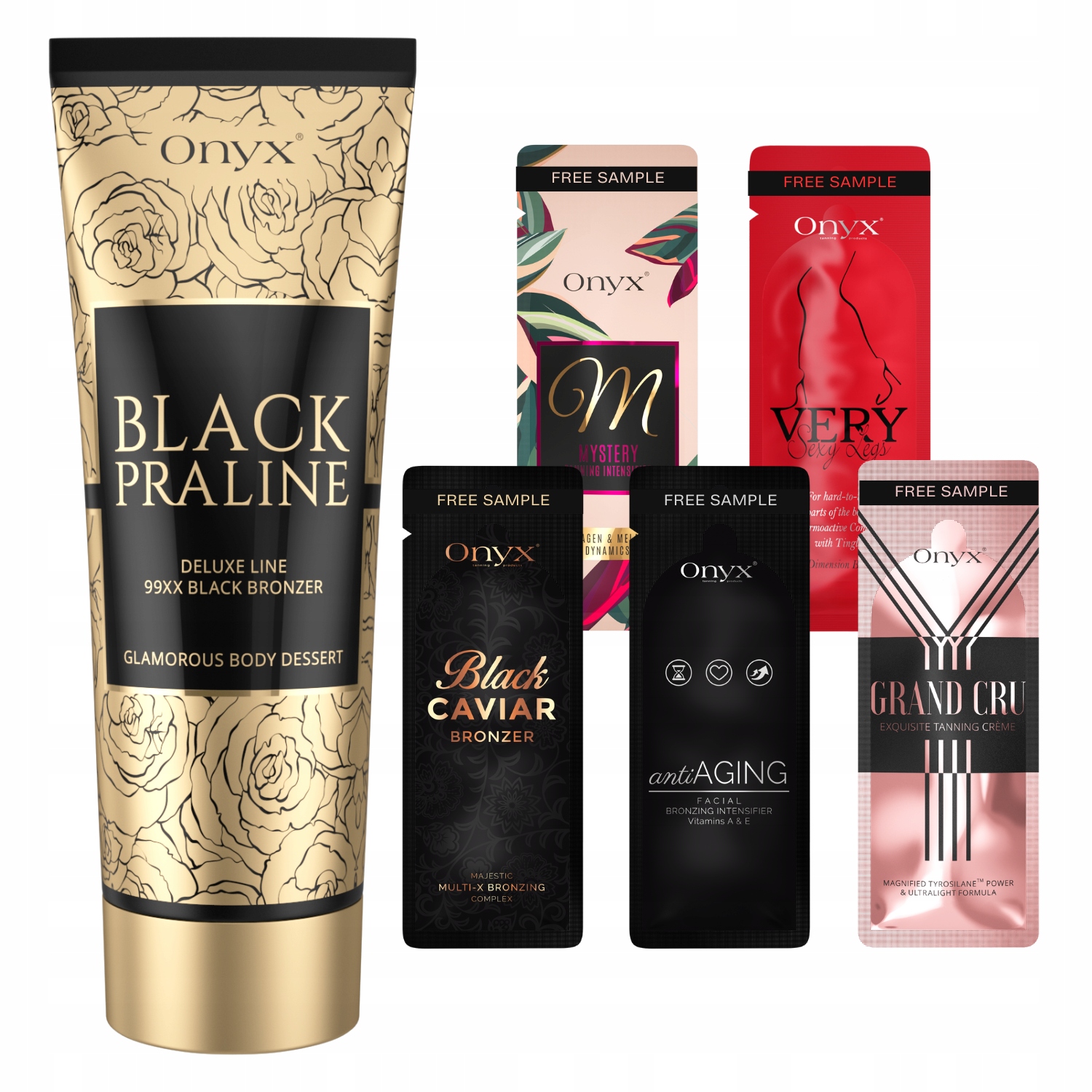 Onyx Black Praline silný bronzer na opalování s vůní čokolády vzorky