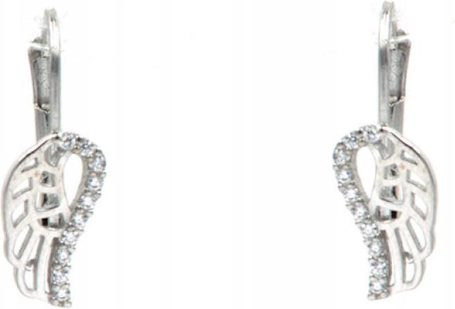 Zlaté náušnice 585 bílé zlato křídla 1,73 g módní vzor elegantní 14k