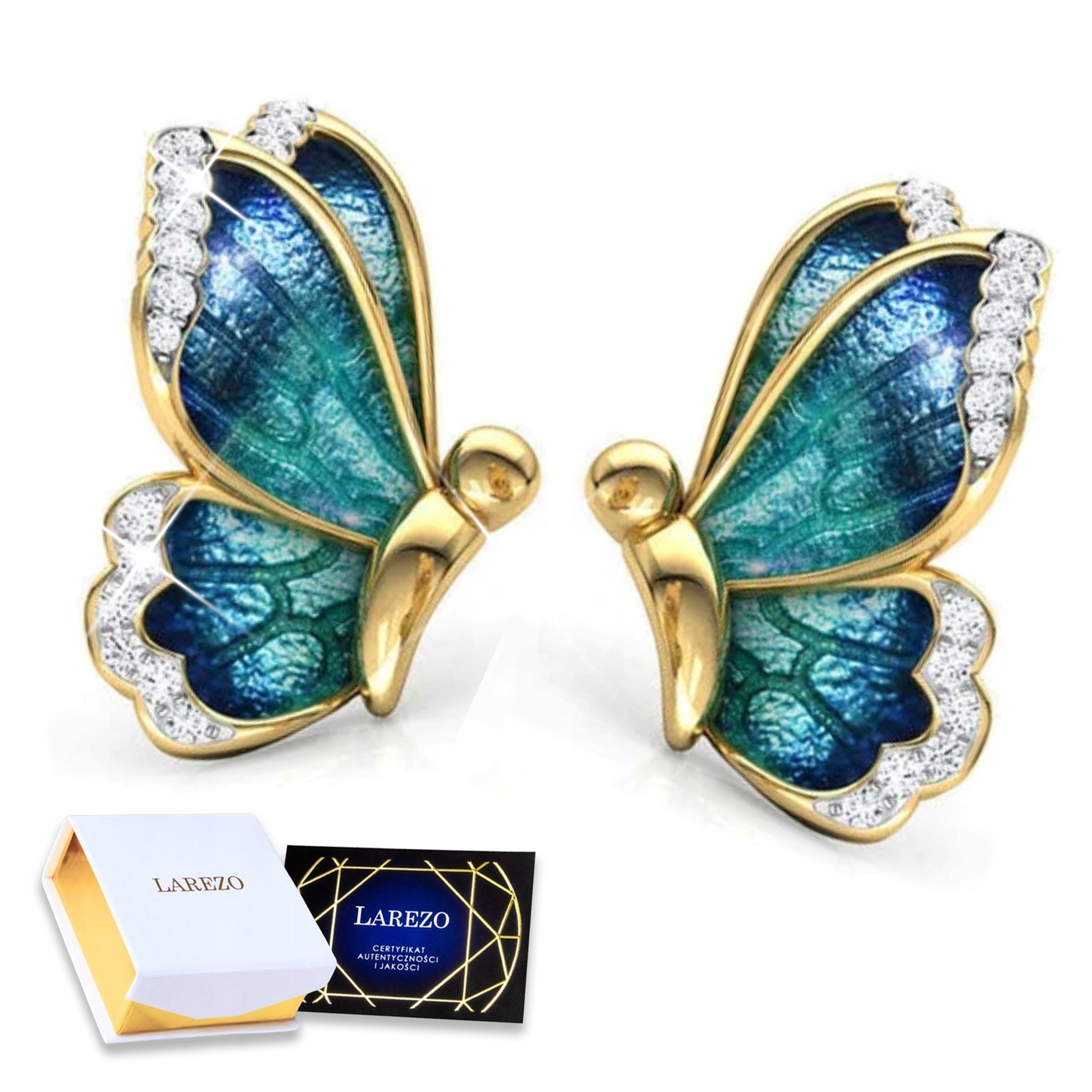 Stříbrné Náušnice Křídla motýla Modré motýlky Lesklé Stříbro 925