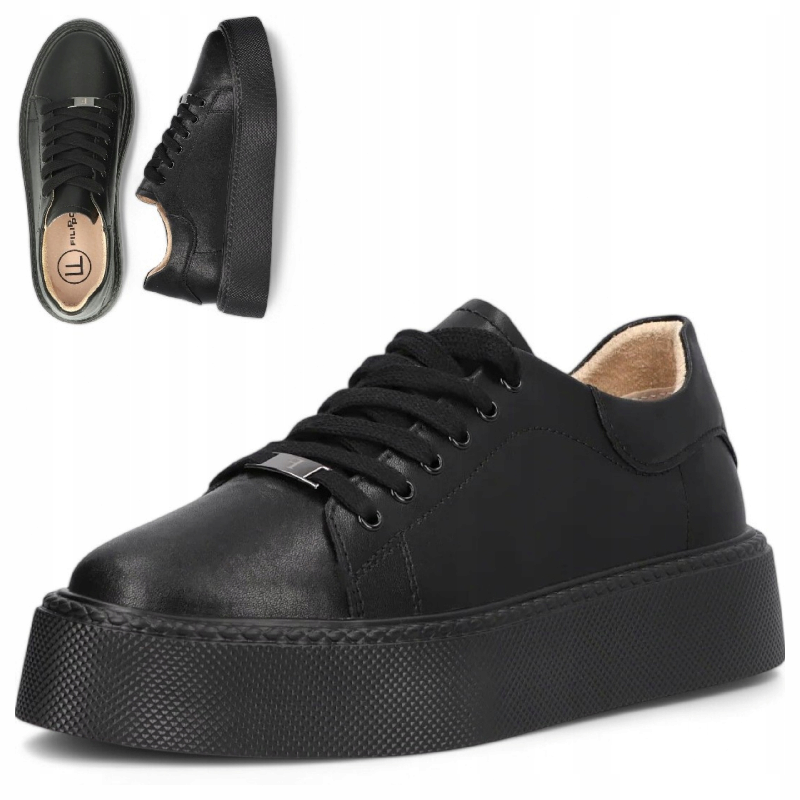 Sneakersy damskie 37 skórzane półbuty Filippo na platformie modne