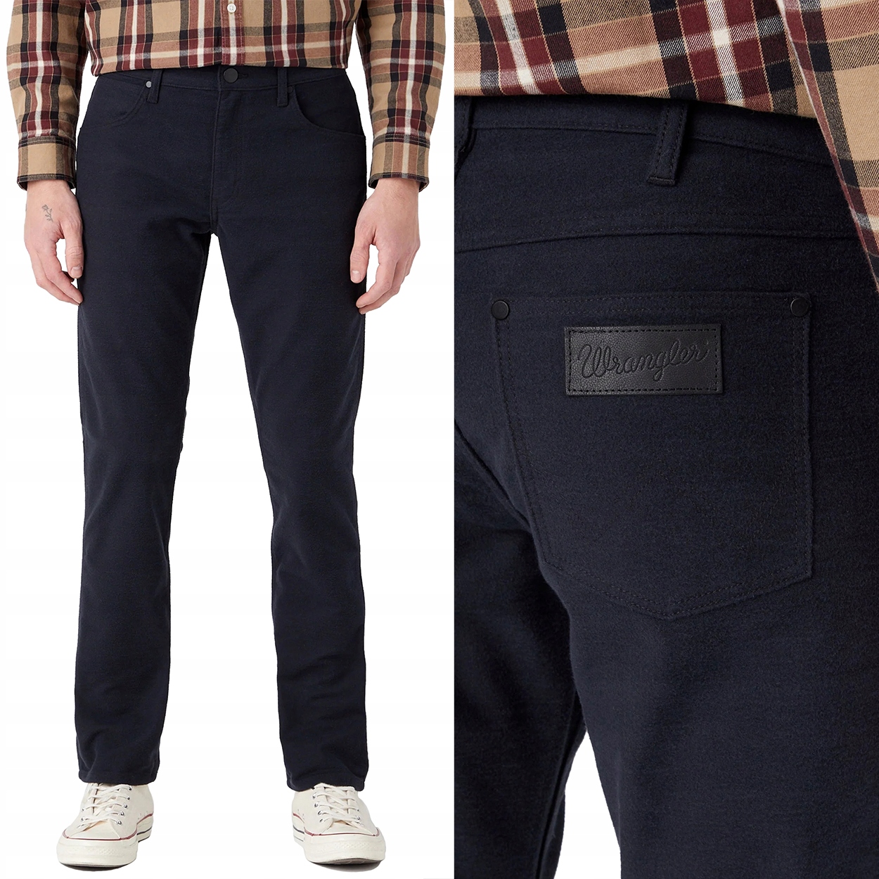 Wrangler Greensboro Black černé teplé jednoduché látkové kalhoty W32 L34