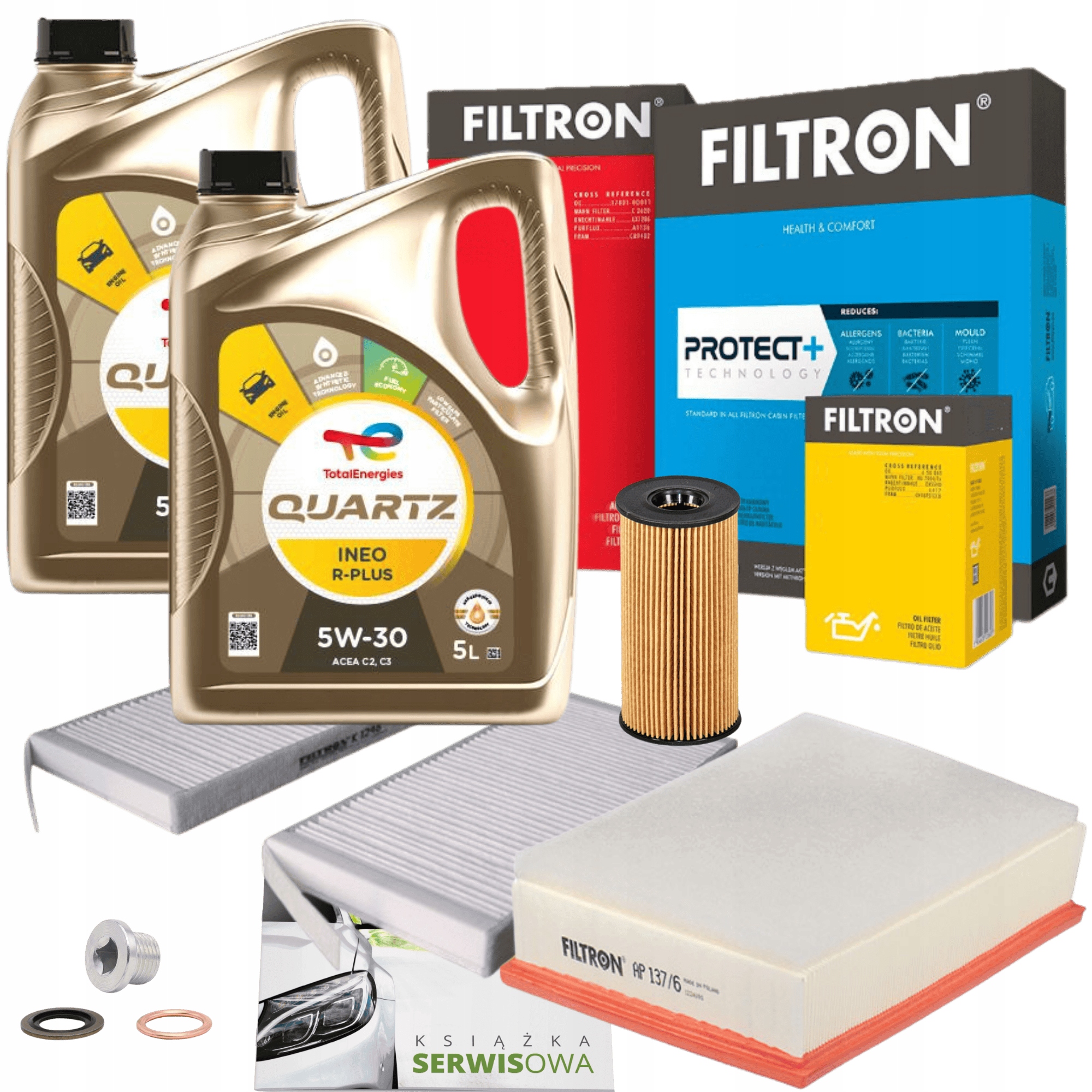 3 x filter Filtron olej 5W30 Total Ineo R Renault Master 3 2.3 dCi 2019-