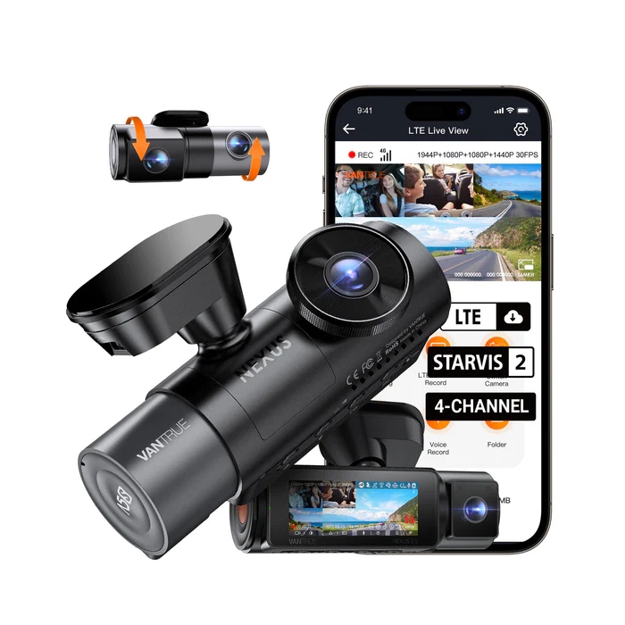 Automobilová Kamera Vantrue N5S 4 Kanály 2.7K Full Hd Gps Wi-fi Lte Ir Led