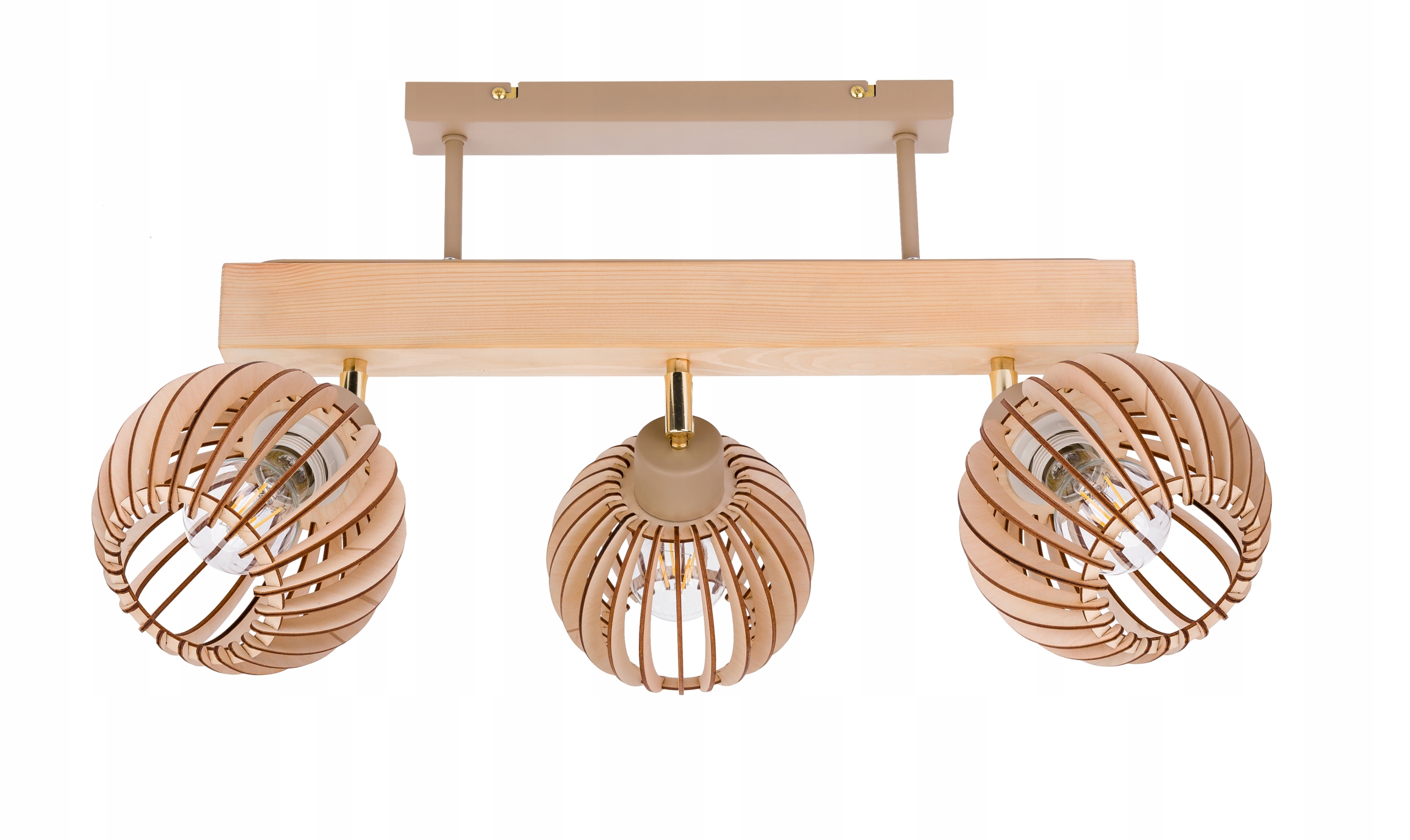 Dřevěná stropní lampa Lustr Stropní Svítidlo Loft Kašmír na 3x Klosz E27