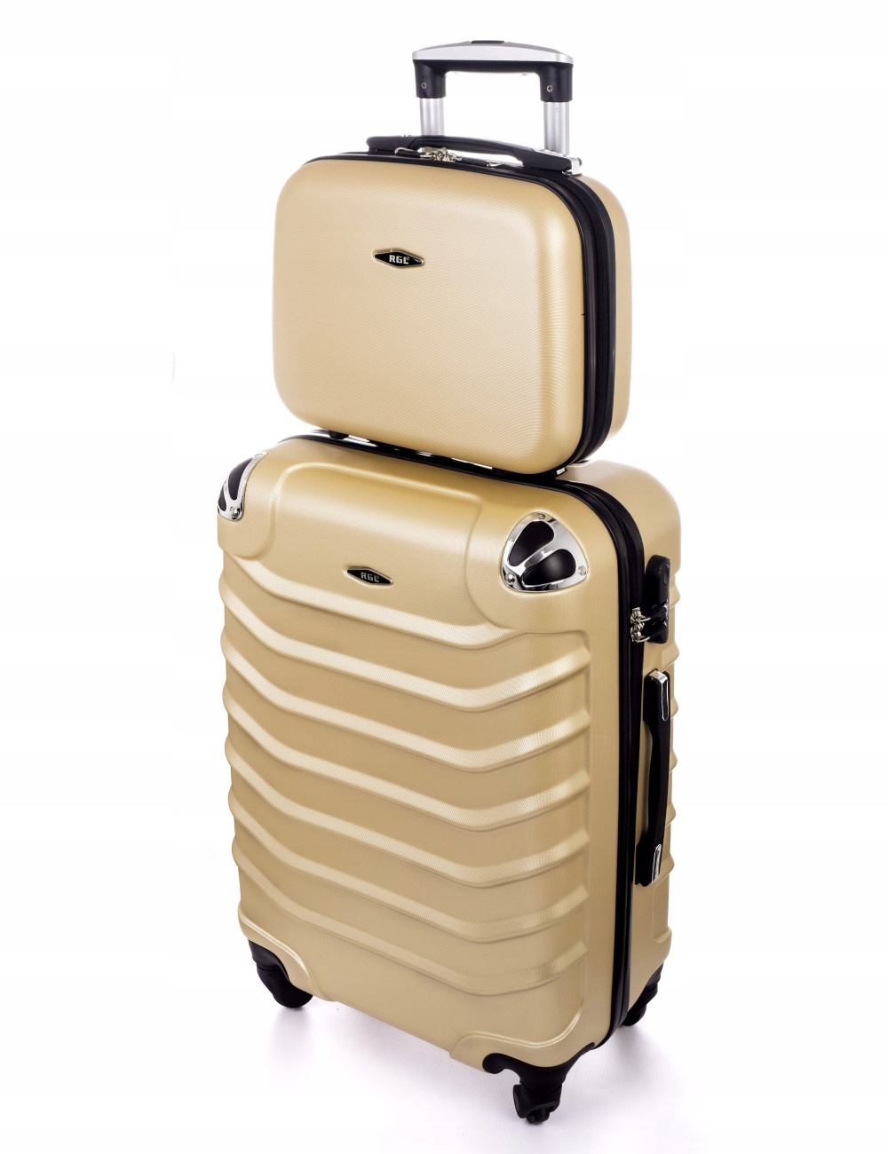 Zestaw Mała Walizka Kabinowa Kuferek 2W1 Twarda Abs Szampan 730 Rgl