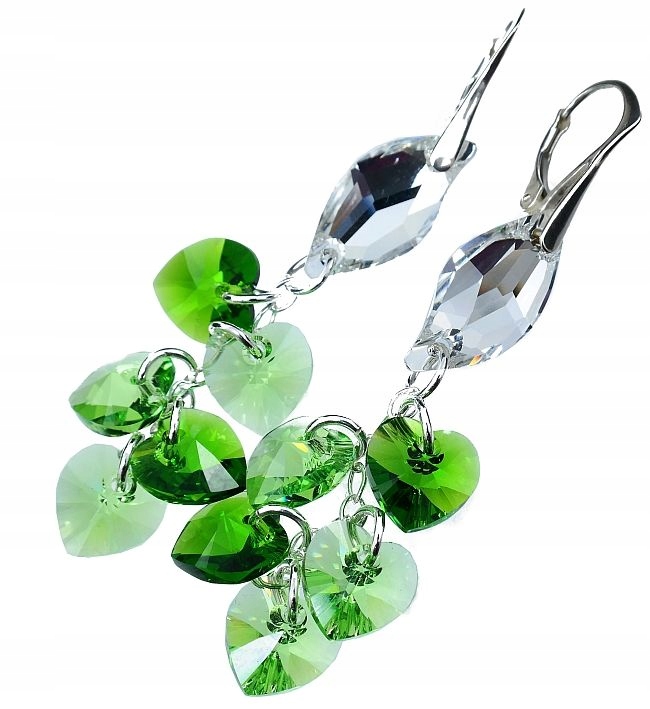 Krystaly Unikát Náušnice Green Leaf Stříbro Arande