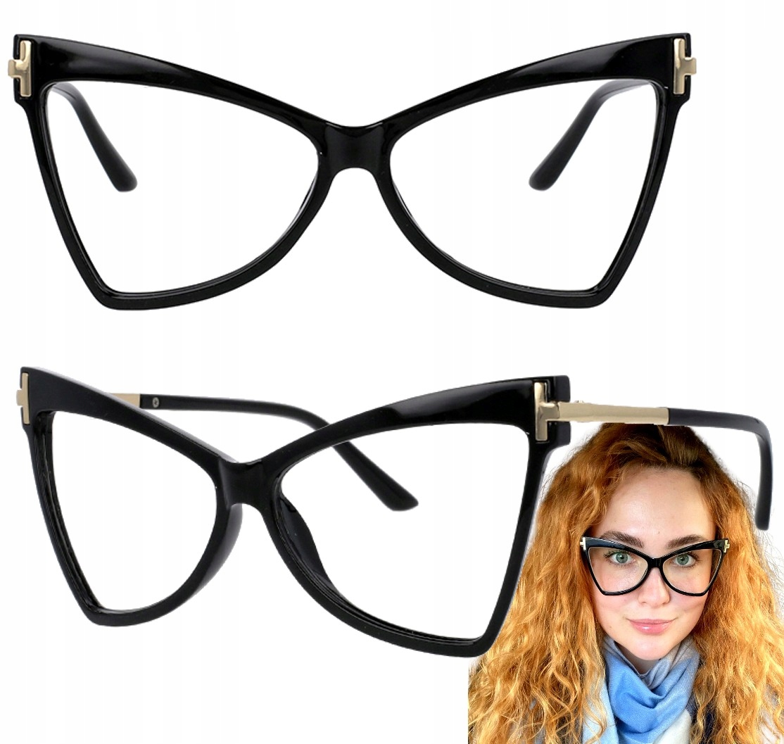

Kocie Okulary Cat zerówki Kobiece retro czarne