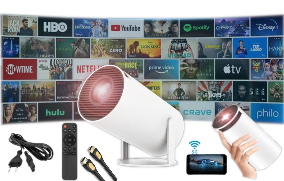 PROJEKTOR RZUTNIK FULL HD MINI PRZENOŚNY OBROTOWY LED + KABEL HDMI GRATIS