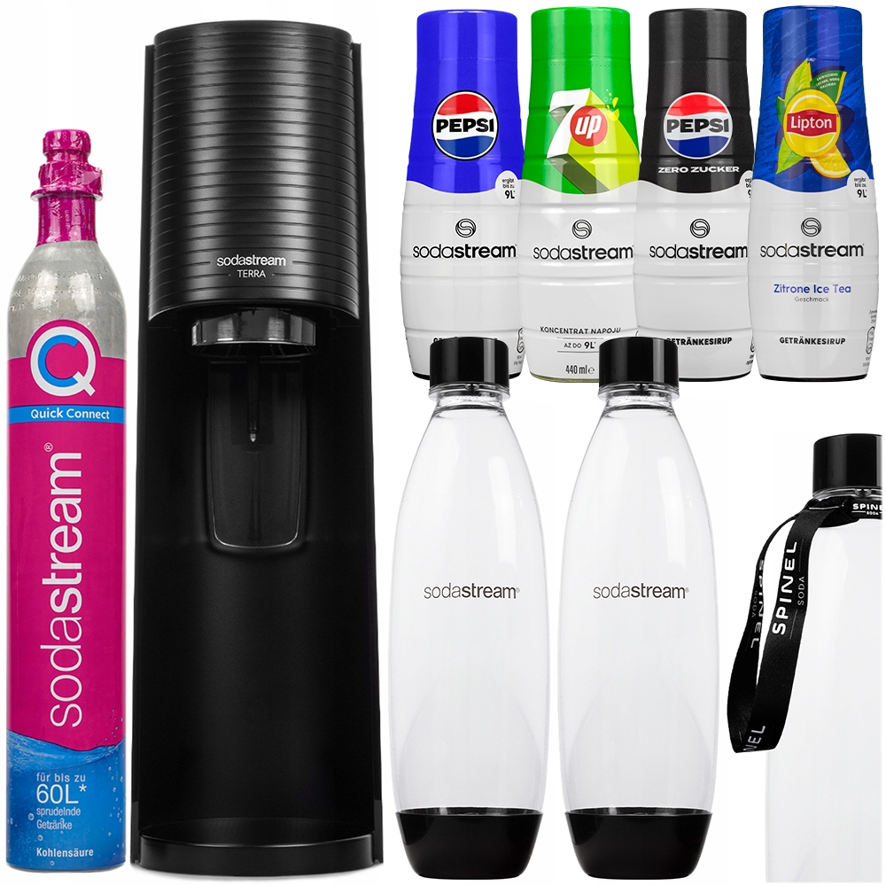 Výrobník Sody Sodastream Terra 2 Lahve 4x Sirupy Pepsi 7UP Lipton Zero