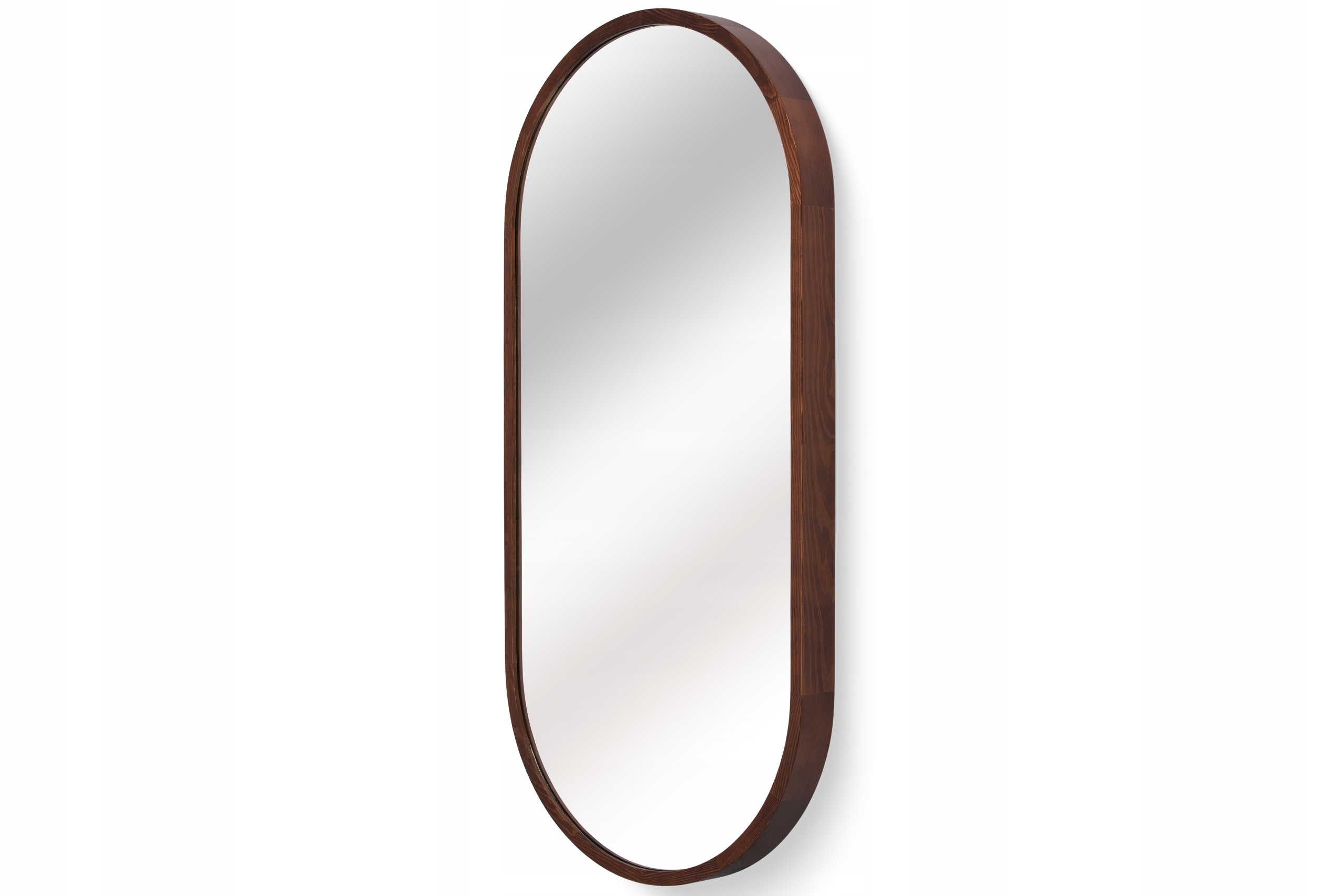 Kúpeľňové nástenné zrkadlo Leja oválne drevené Orech 100x38 Stylové