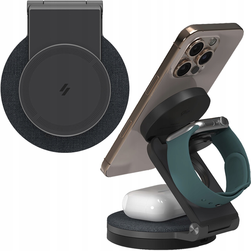 Indukční nabíječka Adam Elements pro MagSafe, 15W, nabíjecí stanice 3v1 Qi2