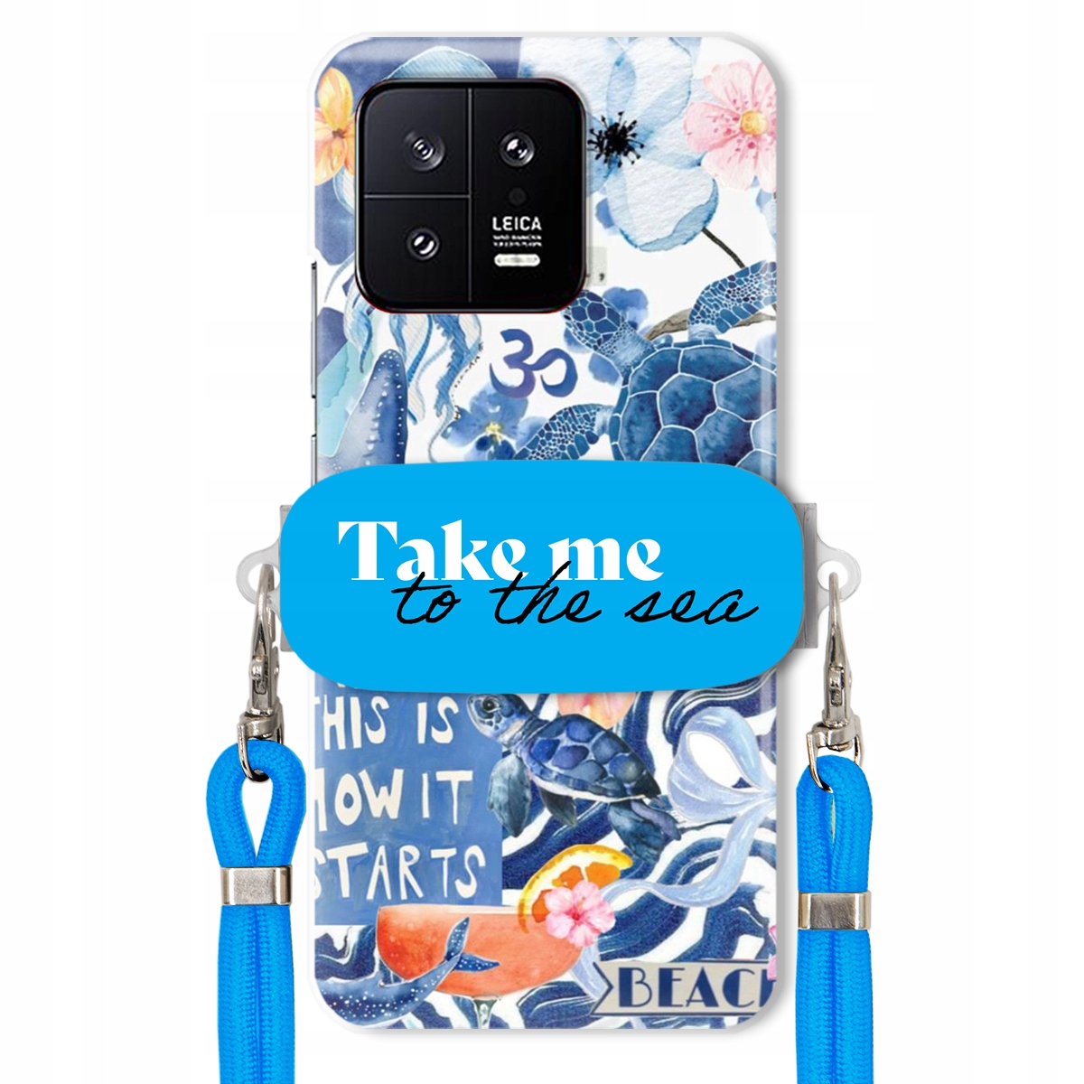 Pouzdro pro Xiaomi 13 Modré Crossbody vodítko Držák Take Me To The Sea Top