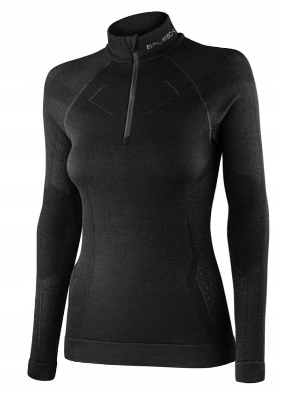 Koszulka Damska Brubeck Extreme Merino Half Zip czarna M