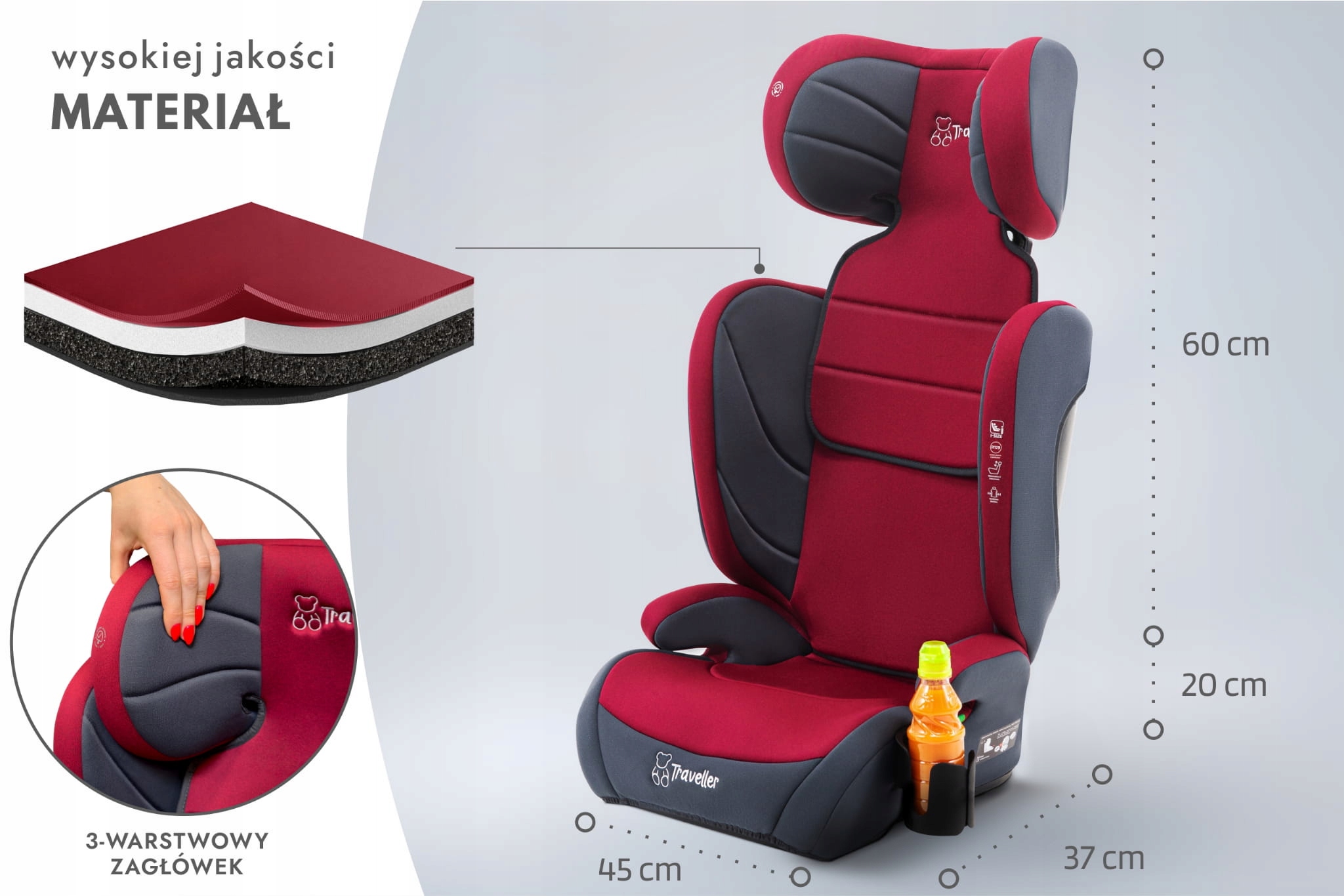 CARMEN FOTELIK SAMOCHODOWY PODSTAWKA 2w1 I SIZE 100-150 CM R129 Model CARMEN