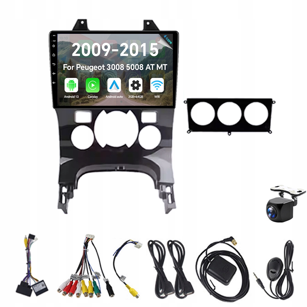 2Din Android 13 autorádio pro Peugeot 3008 5008 At Mt 2009-2015 2G 64G Rds