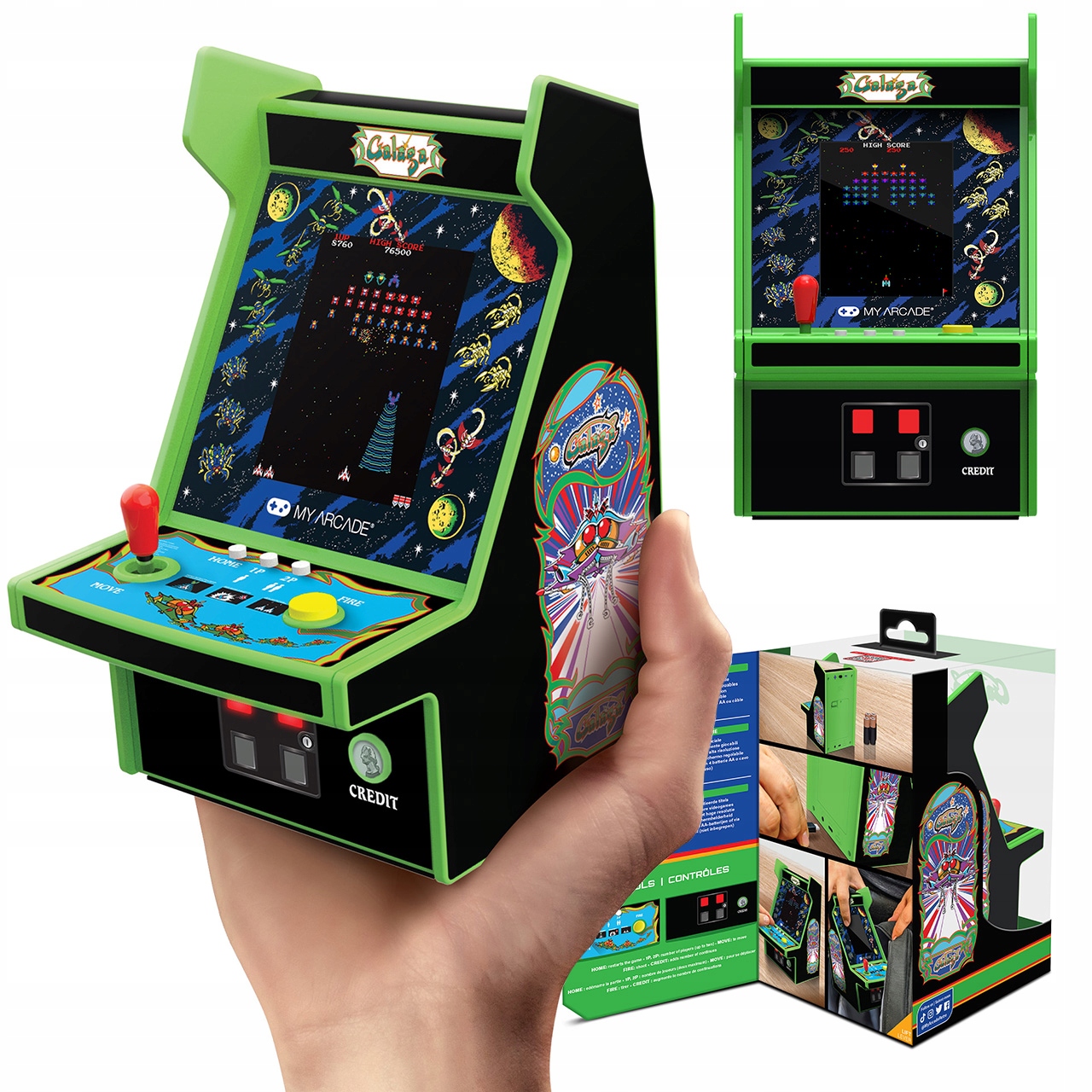 Mini konsola retro przenośna Galaga Galaxian 2 w 1 Micro Player Pro