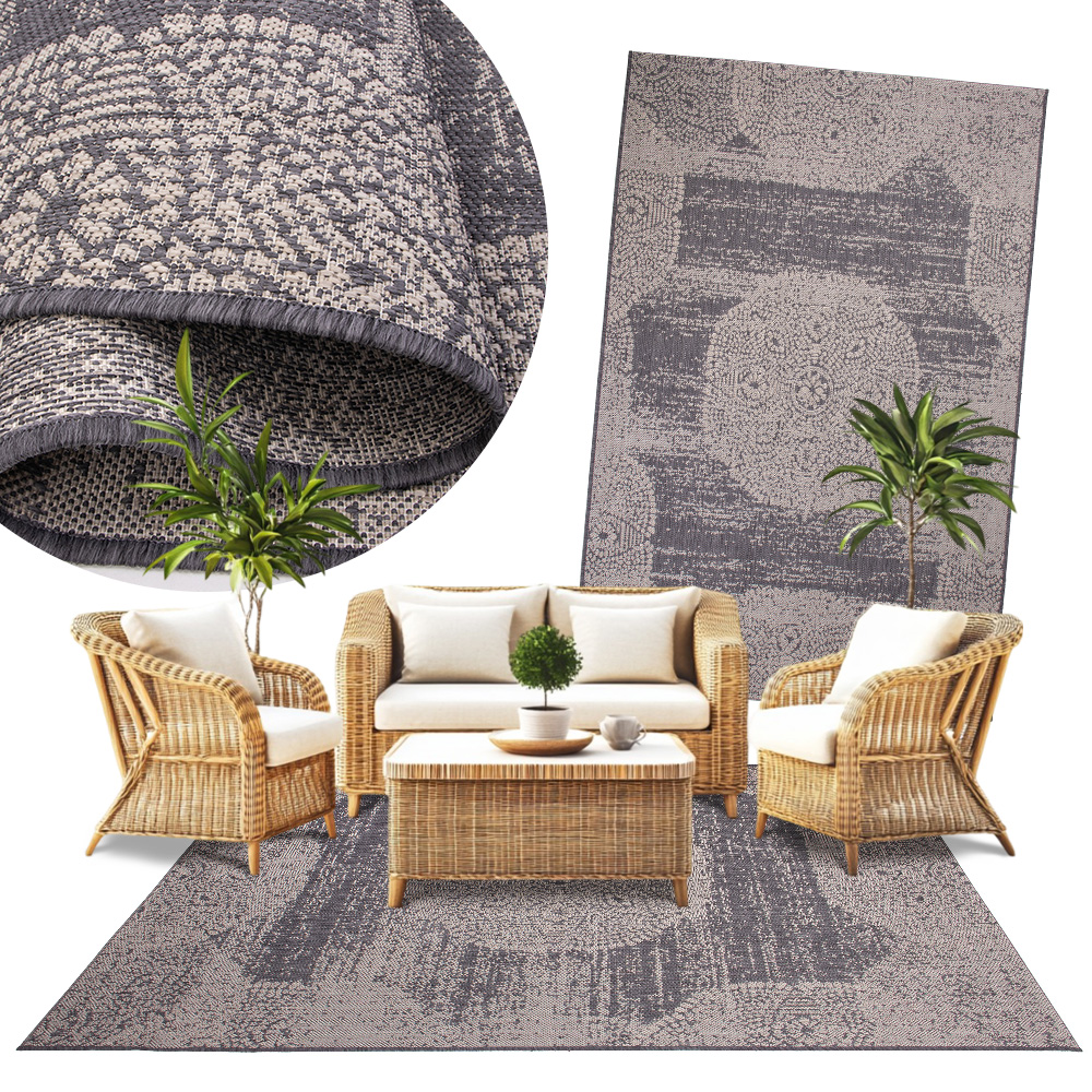 Módní koberec Lineo 80x150 s hladkou tkanou texturou Odolný venkovní koberec #5575