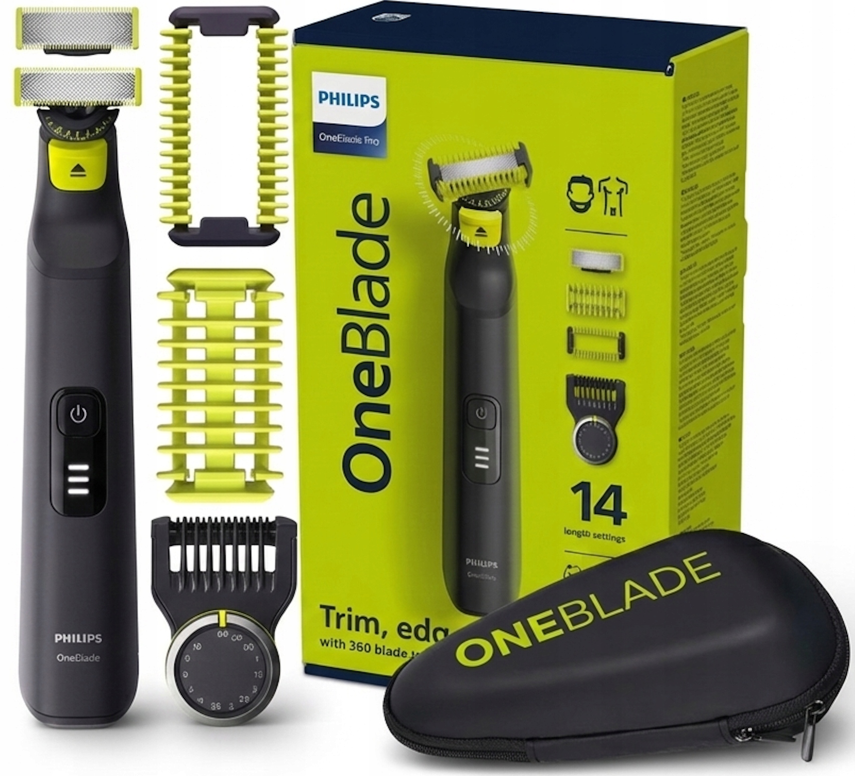 Golarka Philips One Blade Do Zarostu Dwustronna One Blade Pro Futerał
