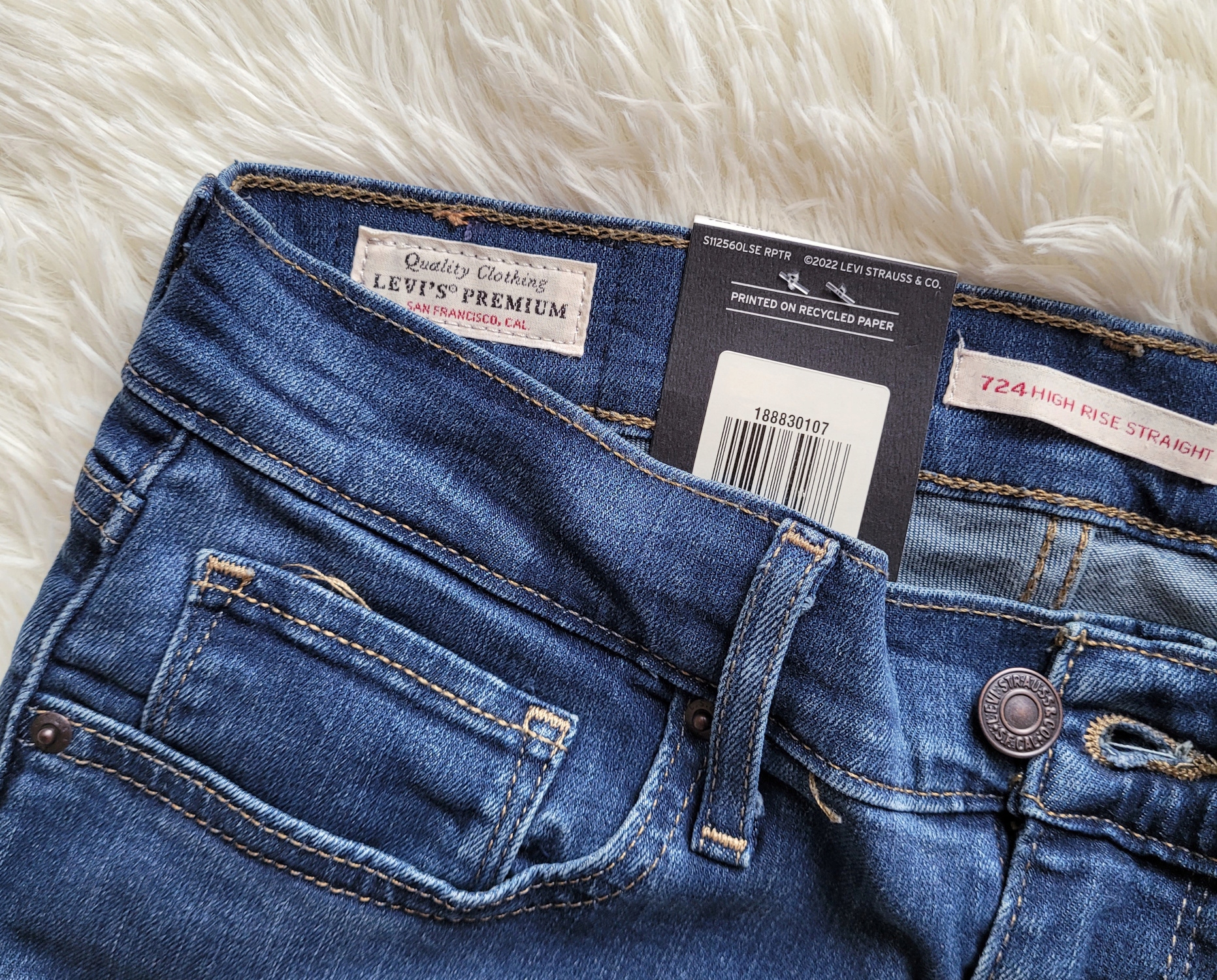 jeansy proste LEVI'S 724 High-Rise Slim Straight W26 L30 26x30 PREMIUM Rozmiar 26/30