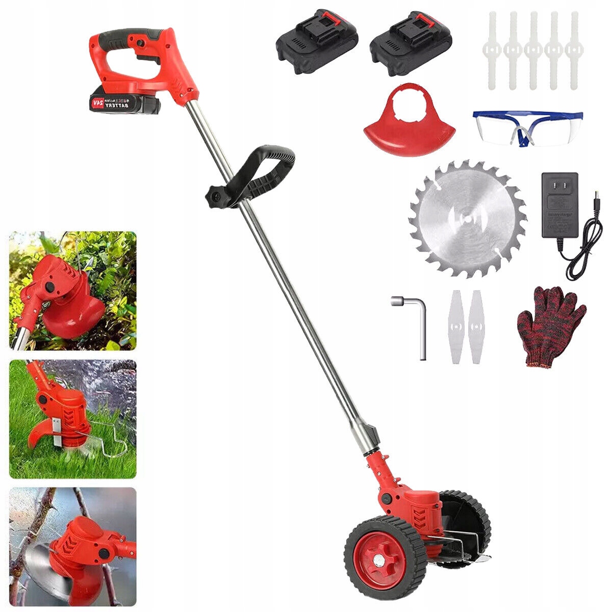 Aku Vyžínač Křovinořez Křovinořez Sada 2X Aku Kola 300MM 40V