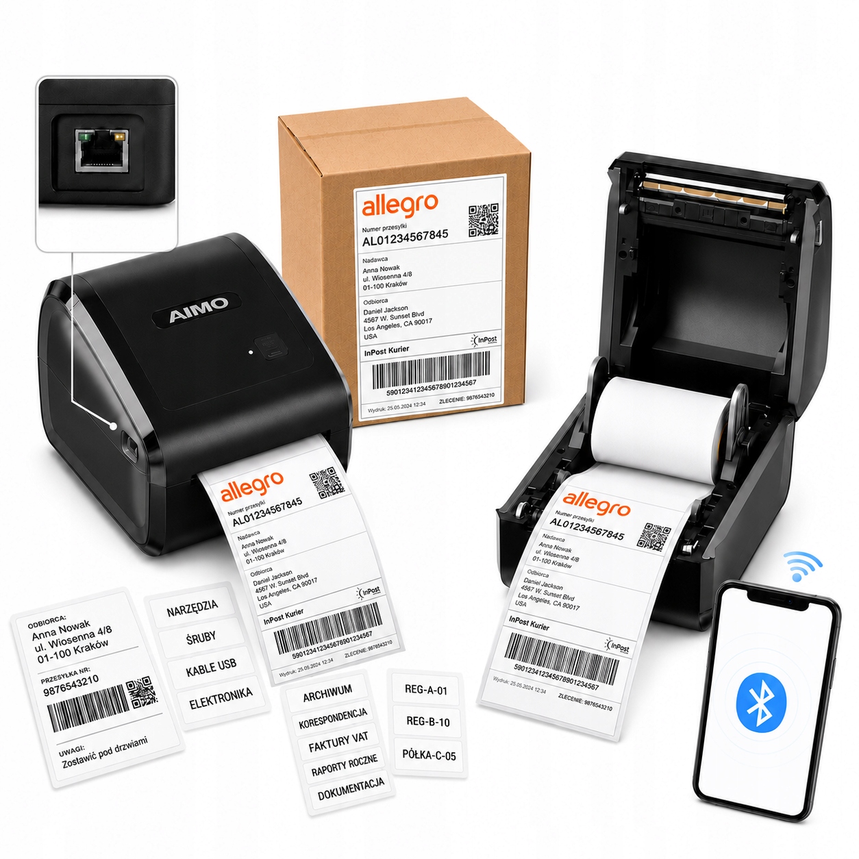 Tiskárna štítků Aimo D550Pro Síťová Lan Ethernet Bt Usb Kurýrní 115 mm