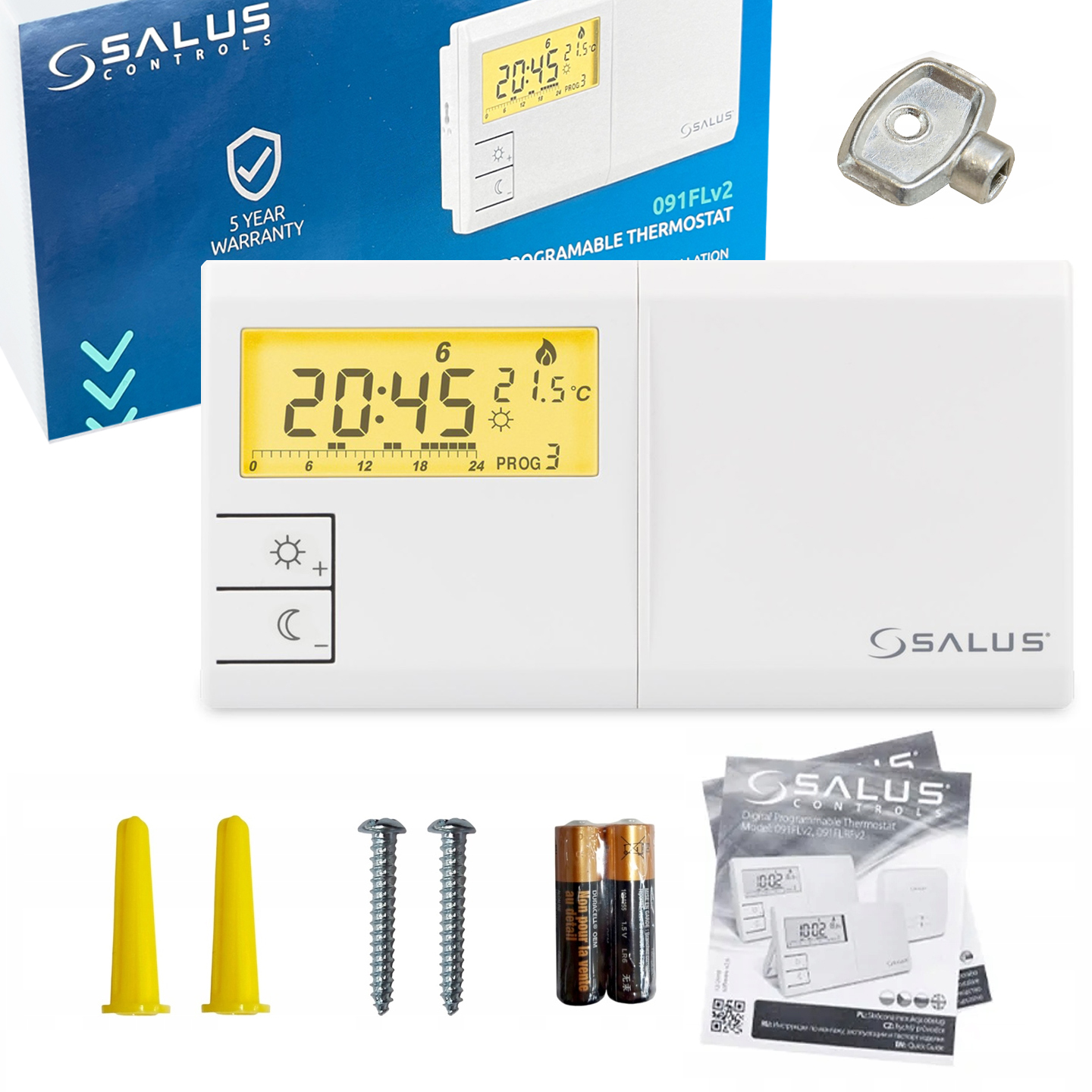 Kabelový Regulátor Salus 091FLV2 Týdenní Ovladač Pro Kotle Co +dárek