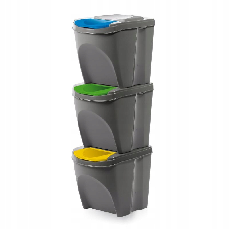 

Segregacja odpadów domowych zestaw koszy 3x25L Sz