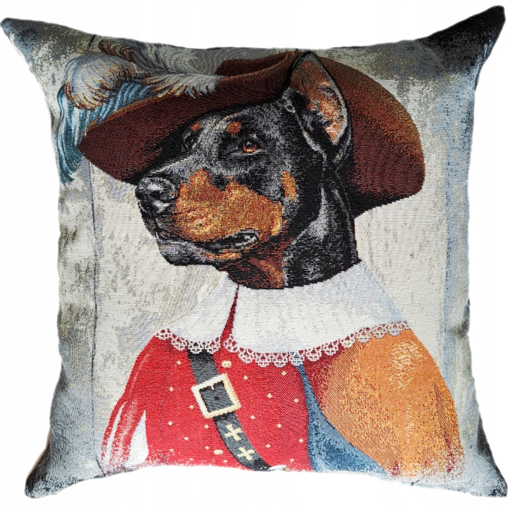 POSZEWKA OZDOBNA GOBELIN 45x45 cm PIES MUSZKIETER