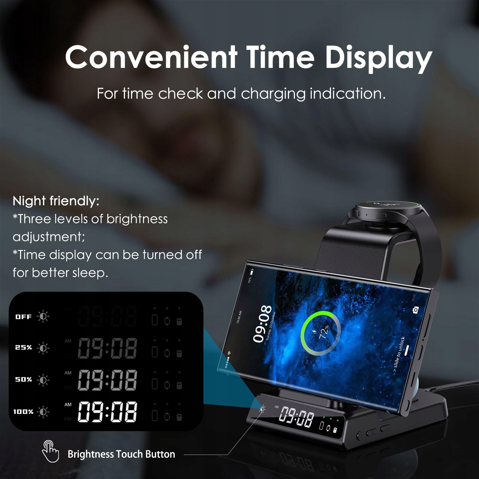 ZenGoose Ładowarka Bezprzewodowa 3w1 Galaxy S25 Ultra Watch 7 Buds — miniatura 3