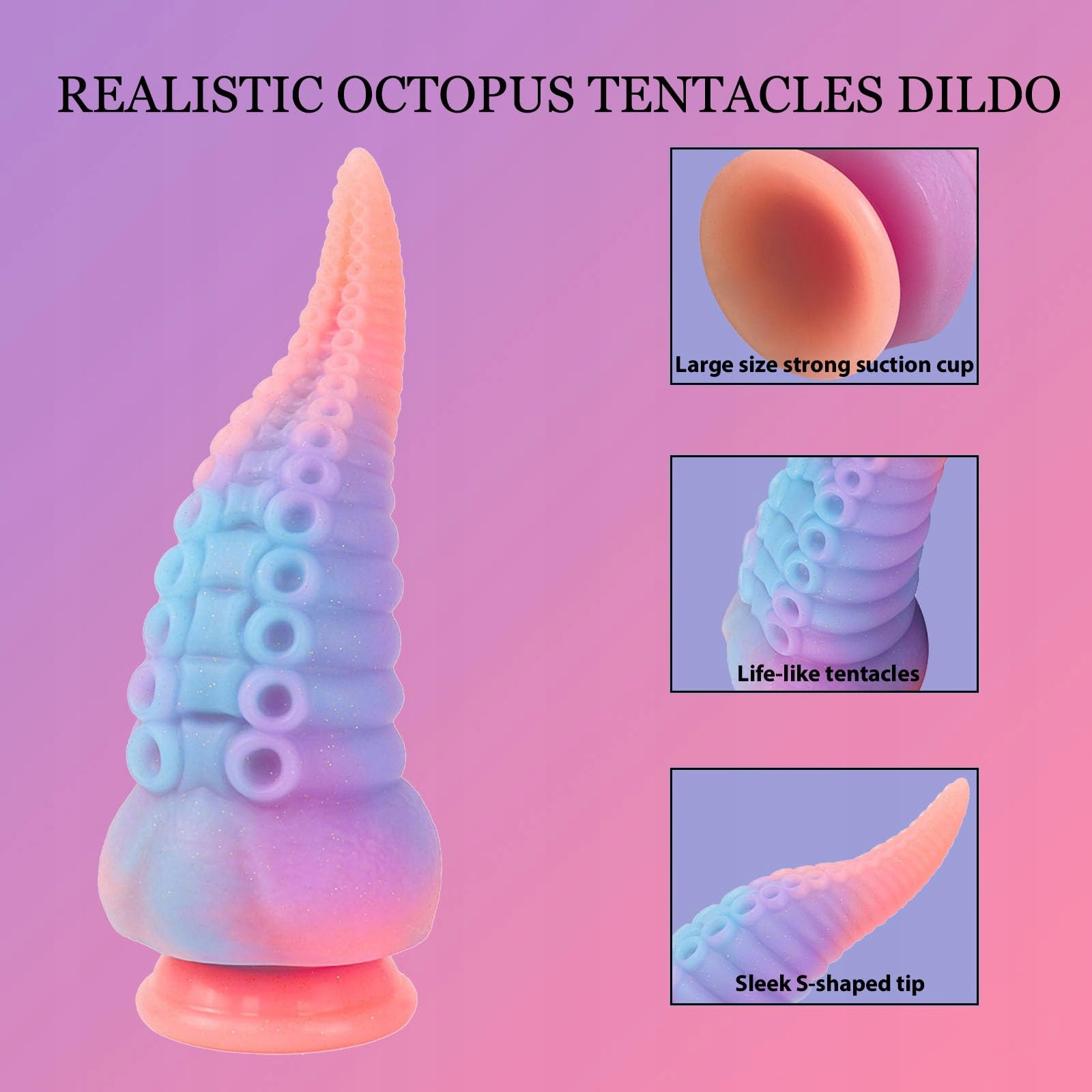 OŚMIORNICA Realistyczny Silikonowy Dildo 8.3'' Świecący Ogromny Tentacle — miniatura 4