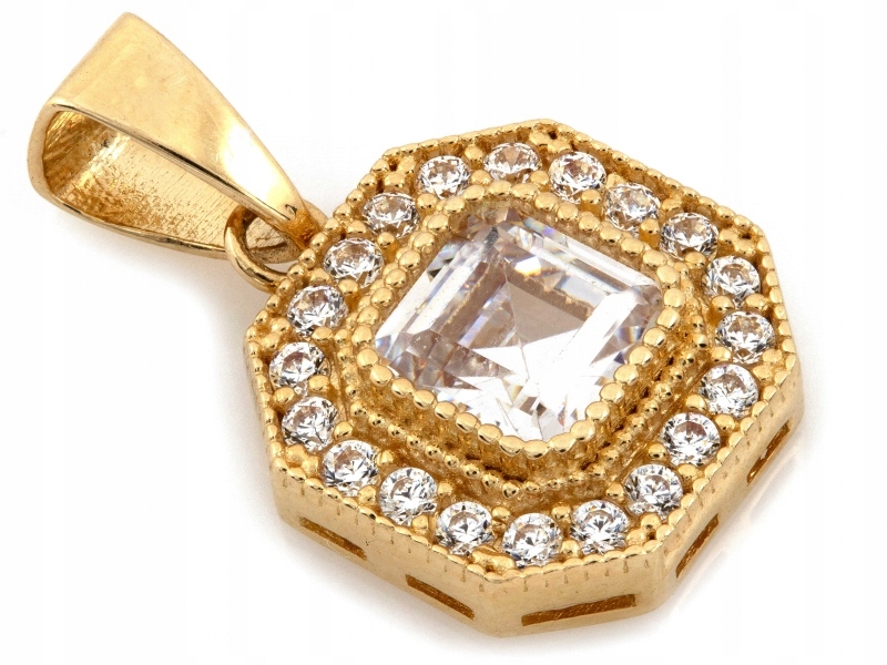 Výjimečný zlatý osmihranný přívěsek 585 se zirkony, dárek pro každý den