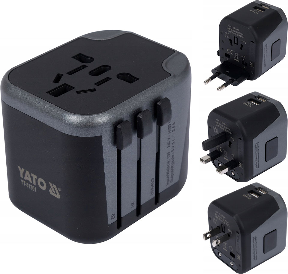 

Adapter Przejściówka Z Ładowarką 2xUSB Usa Uk Eu