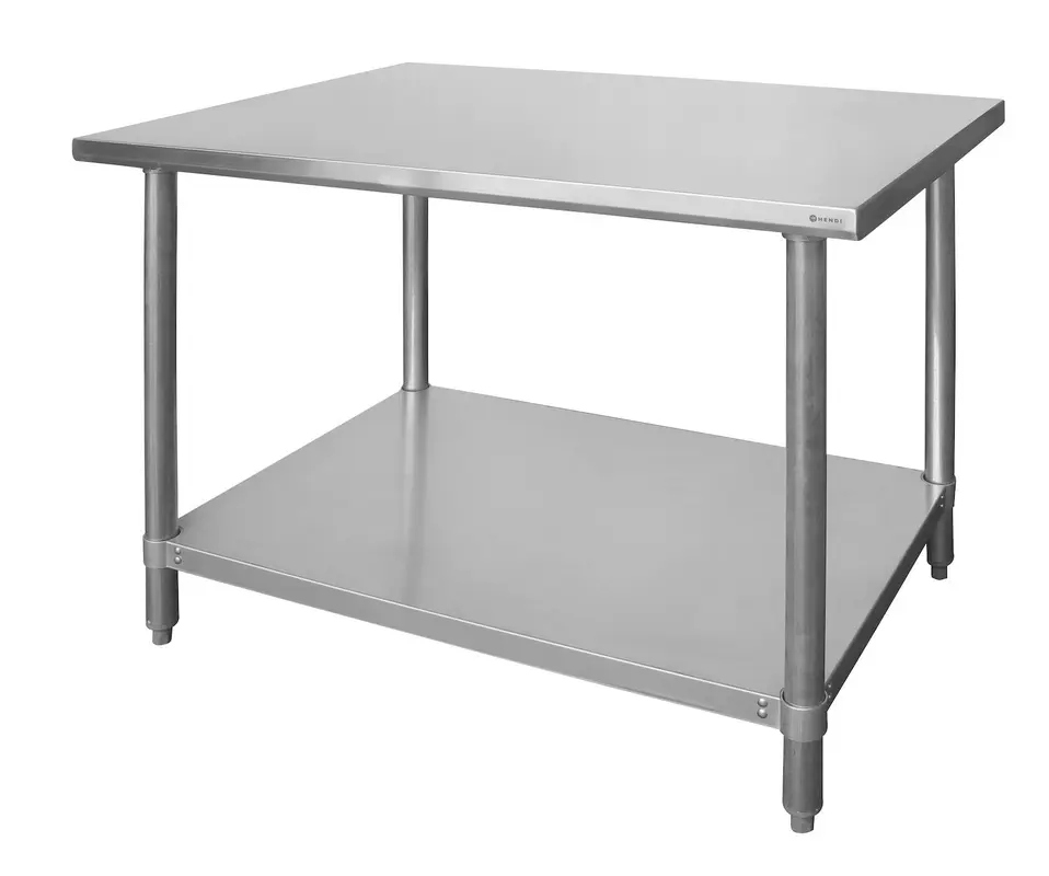 Centrální stůl s policí – kroucený, Hendi, Budget Line, 1200x600x(H)850 mm