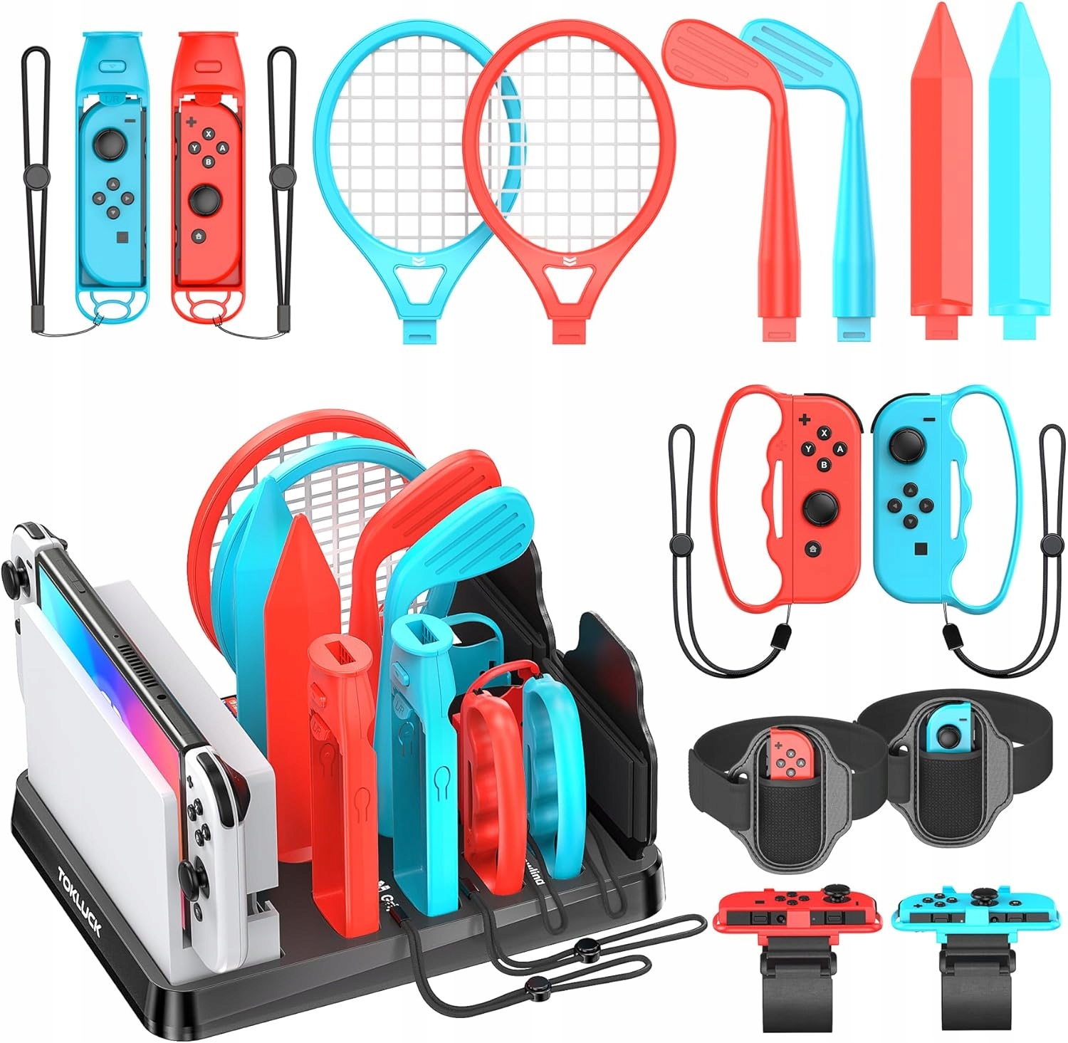 AKCESORIA SPORTOWE DO NINTENDO SWITCH ZESTAW 15W1 TOKLUCK Z ORGANIZEREM