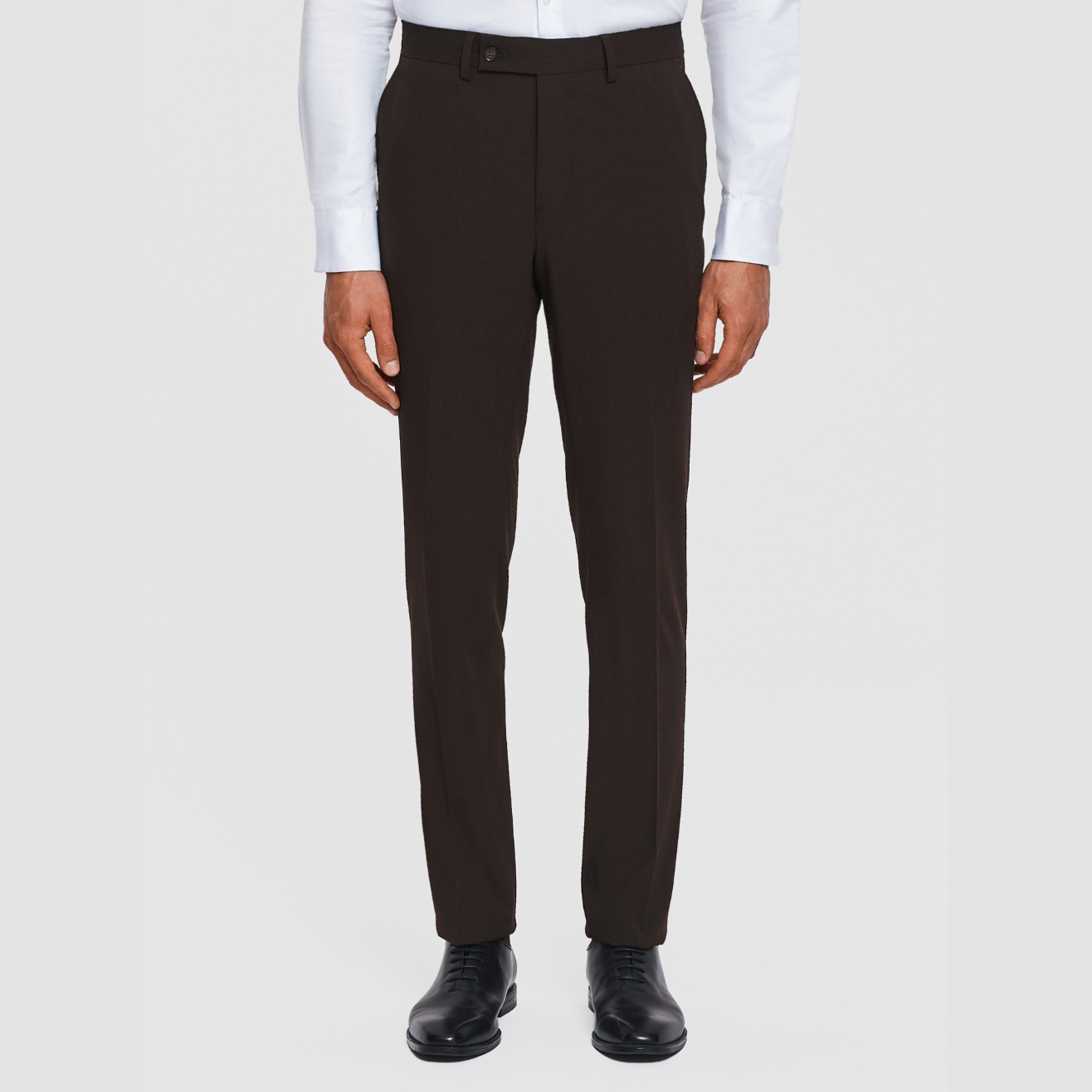 Hnědé oblekové kalhoty Slim Fit Pako Lorente vel