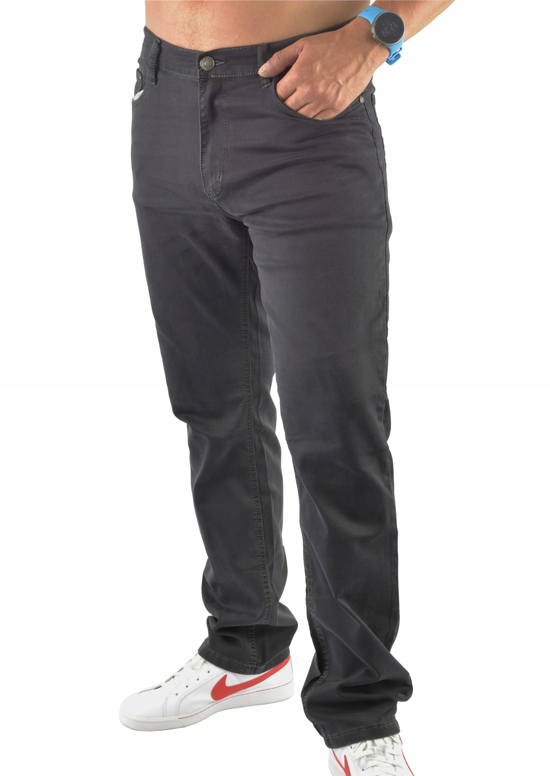 MĘSKIE JEANSY BIGREY SPODNIE SZARE 40/32 Zapięcie zamek