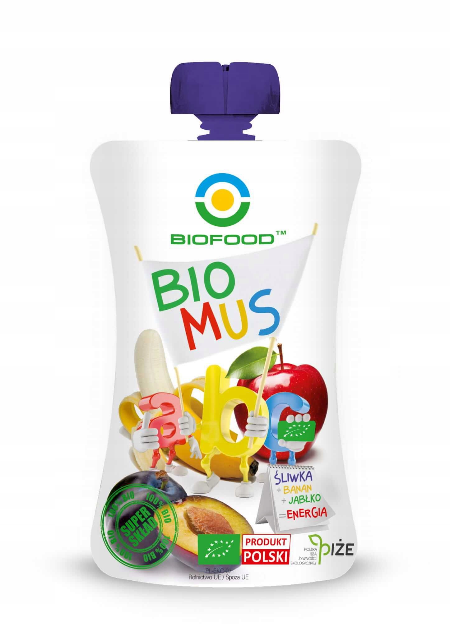 Mus śliwka-banan-jabłko BIO, 90 g, Bio Food