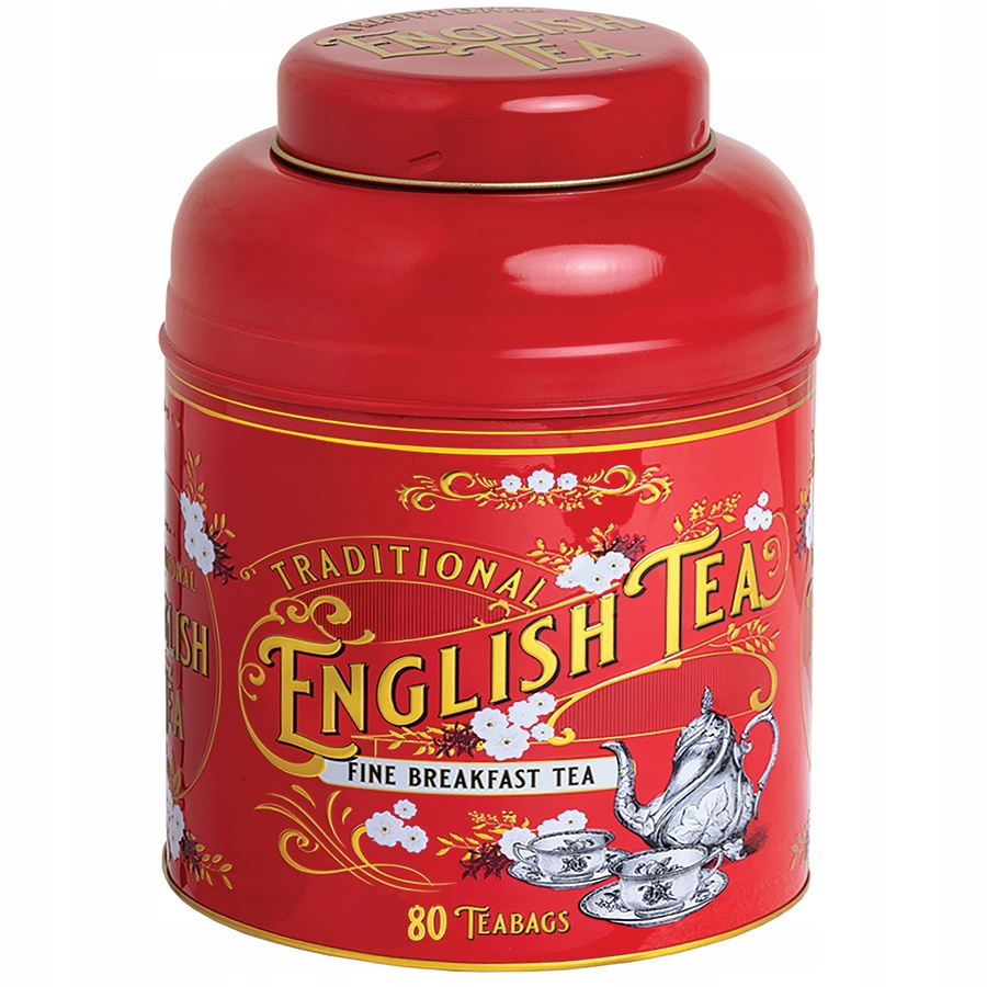 Levně Čaj English Breakfast plechovka Červený Cylinder 160g 80 sáčků