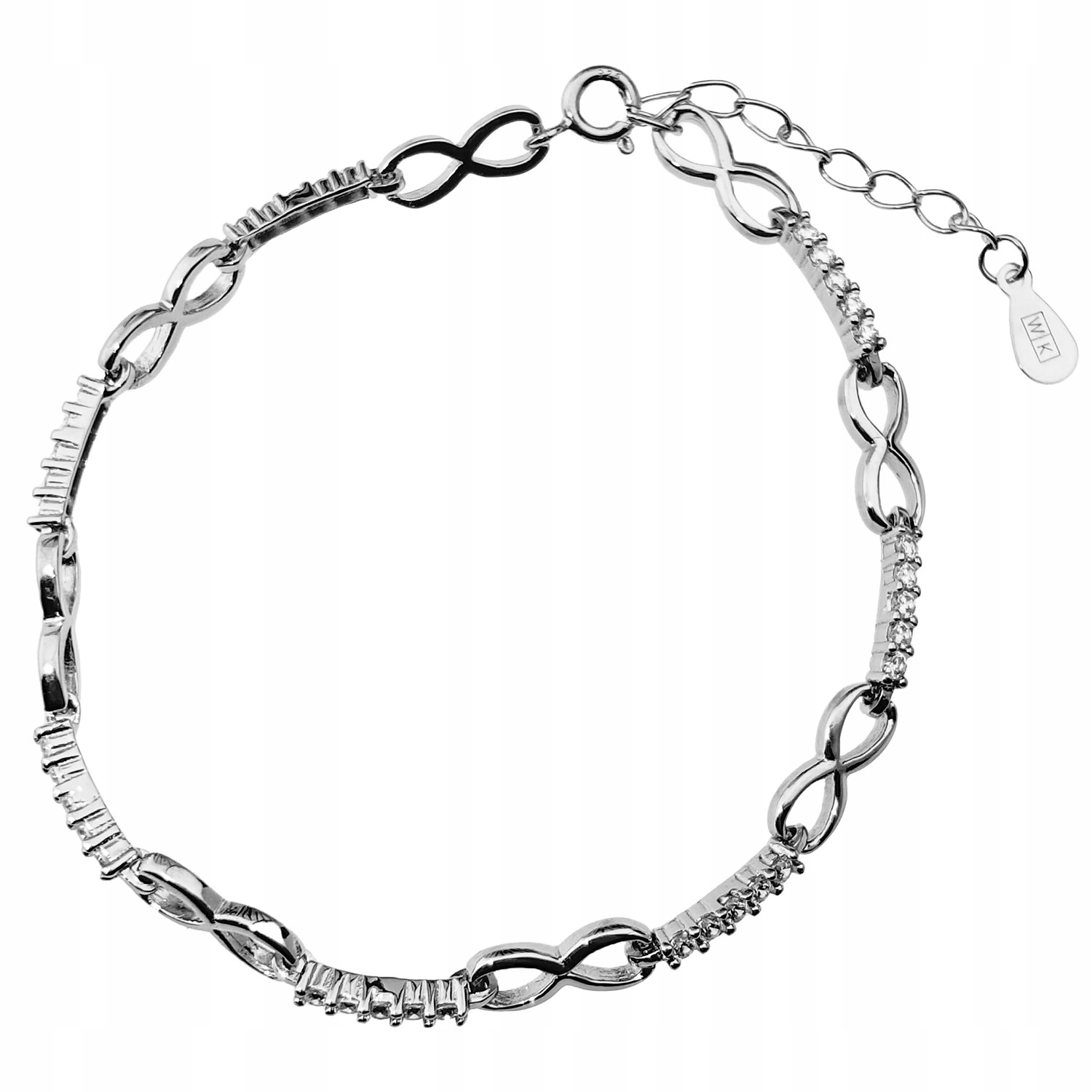 Dámský stříbrný náramek Harf zirkon nekonečno 19 Cm