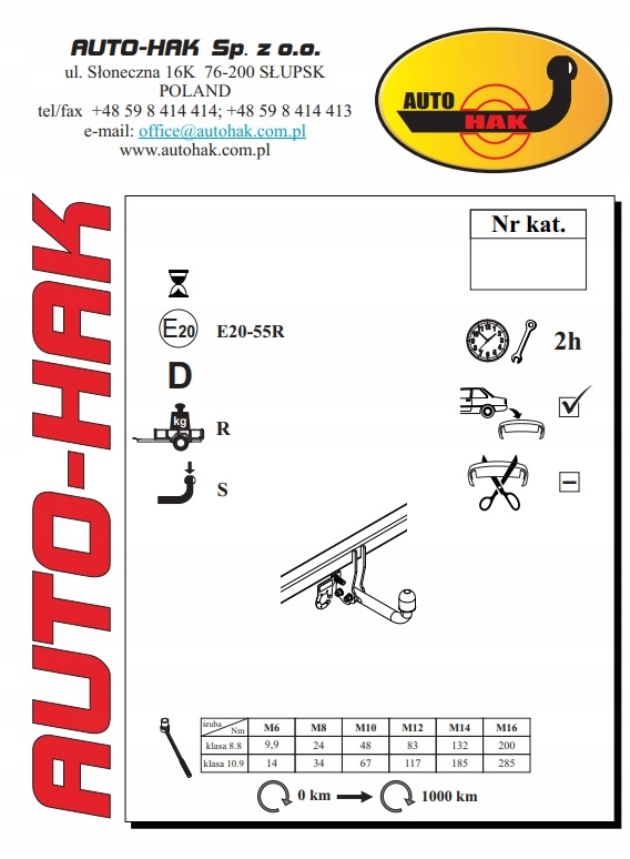 Hak holowniczy Autohak Volvo XC70 09.2007- Uciąg 2100 kg