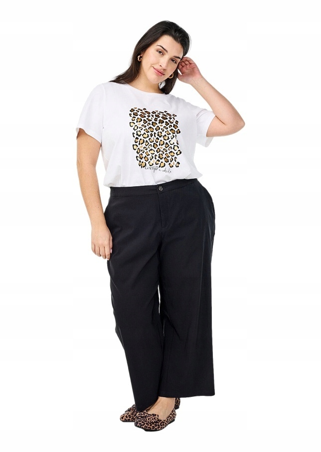 Zizzi Černé Kalhoty Cullotte Široké S Vysokým Pasem 812N 46